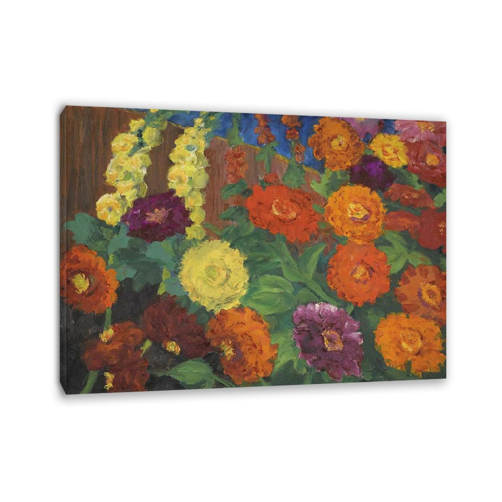 Canvas Print Wall Art Famous Painting Reproduction《Zinnias and